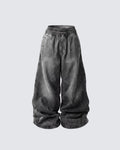 KIIKIO-Double-Ended Washed Loose-Fit SweatPants