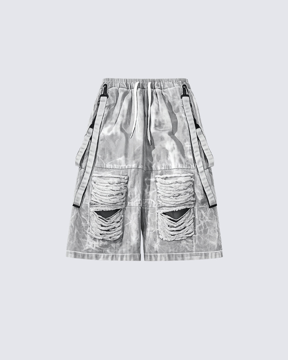 Vintage Distressed Loose Denim Cargo Shorts