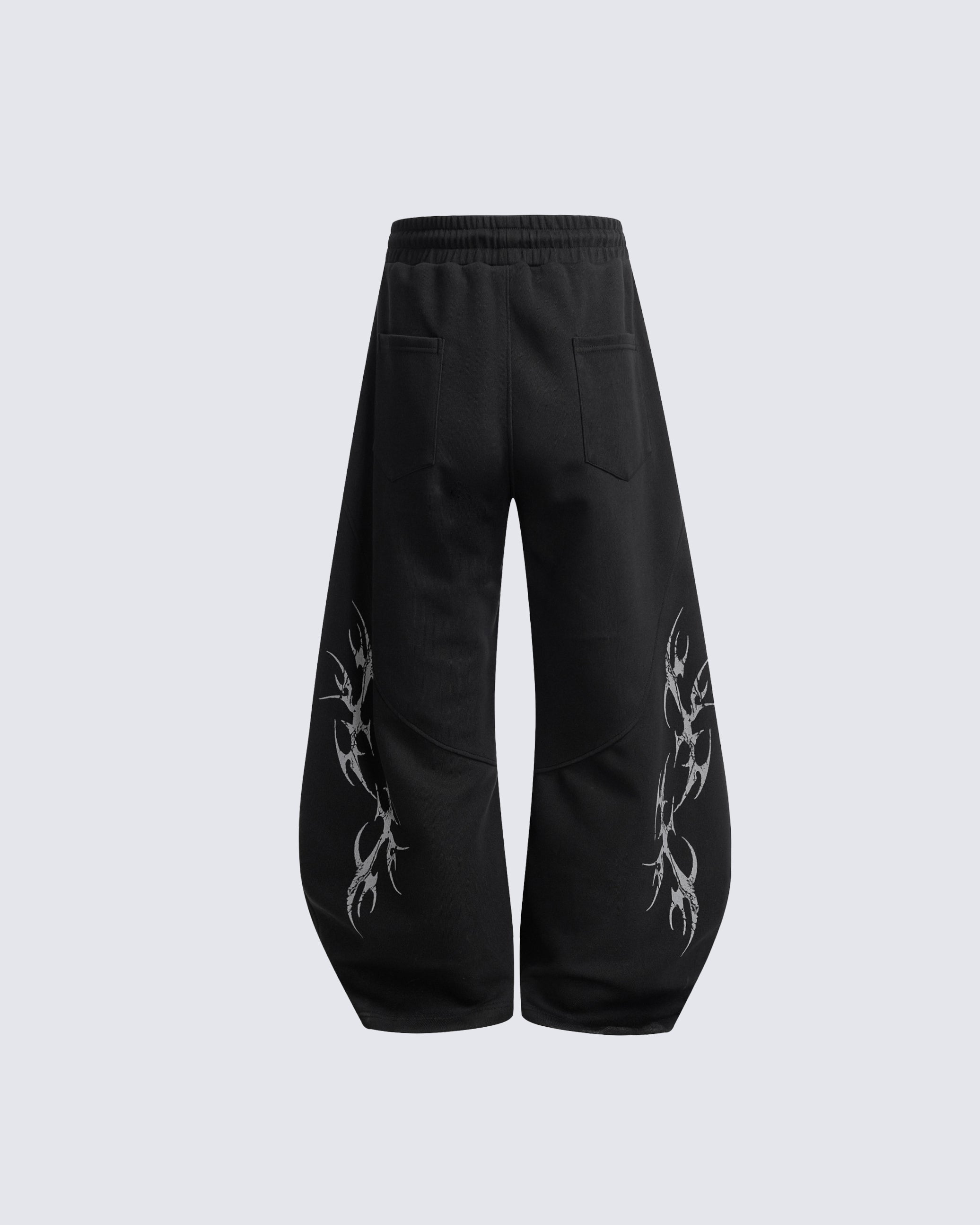 Embroidered Graphic Wide-Leg Sweatpants