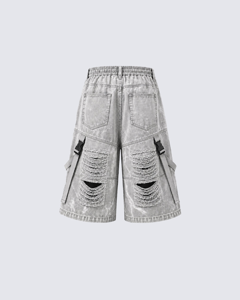Vintage Distressed Loose Denim Cargo Shorts