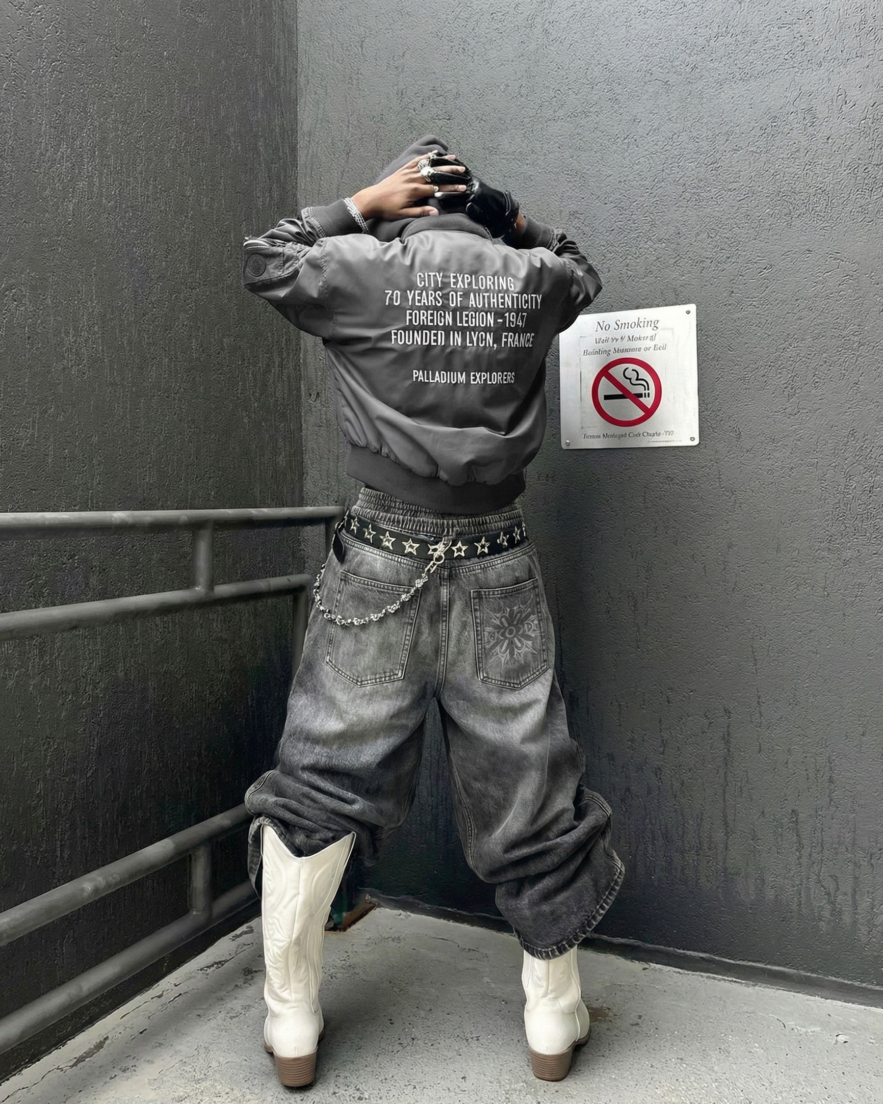 KIIKIO-Double-Ended Washed Loose-Fit SweatPants