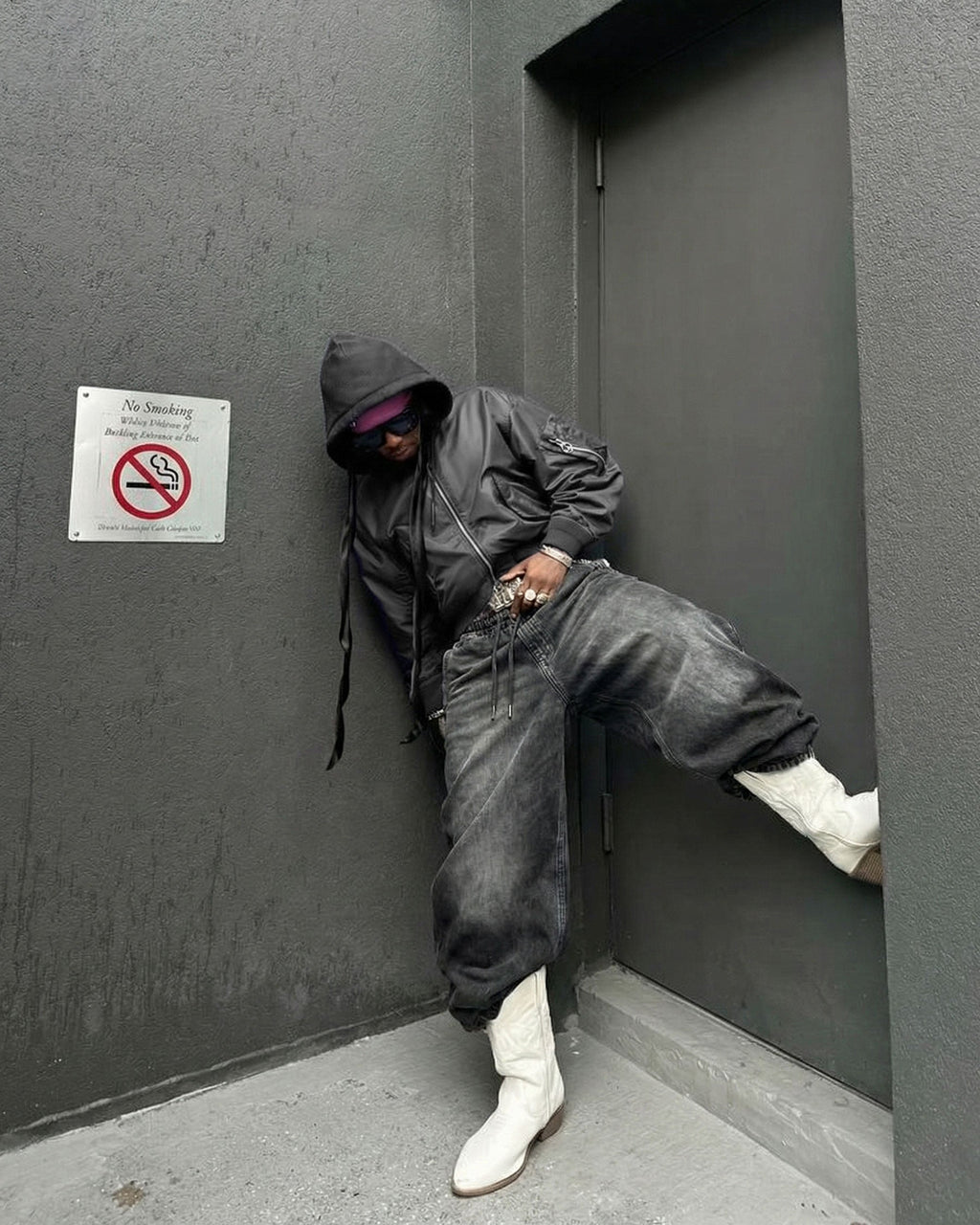 KIIKIO-Double-Ended Washed Loose-Fit SweatPants