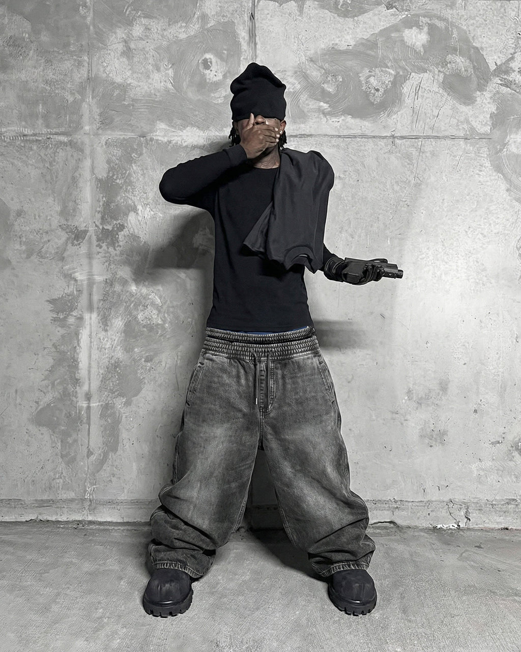 KIIKIO-Double-Ended Washed Loose-Fit SweatPants
