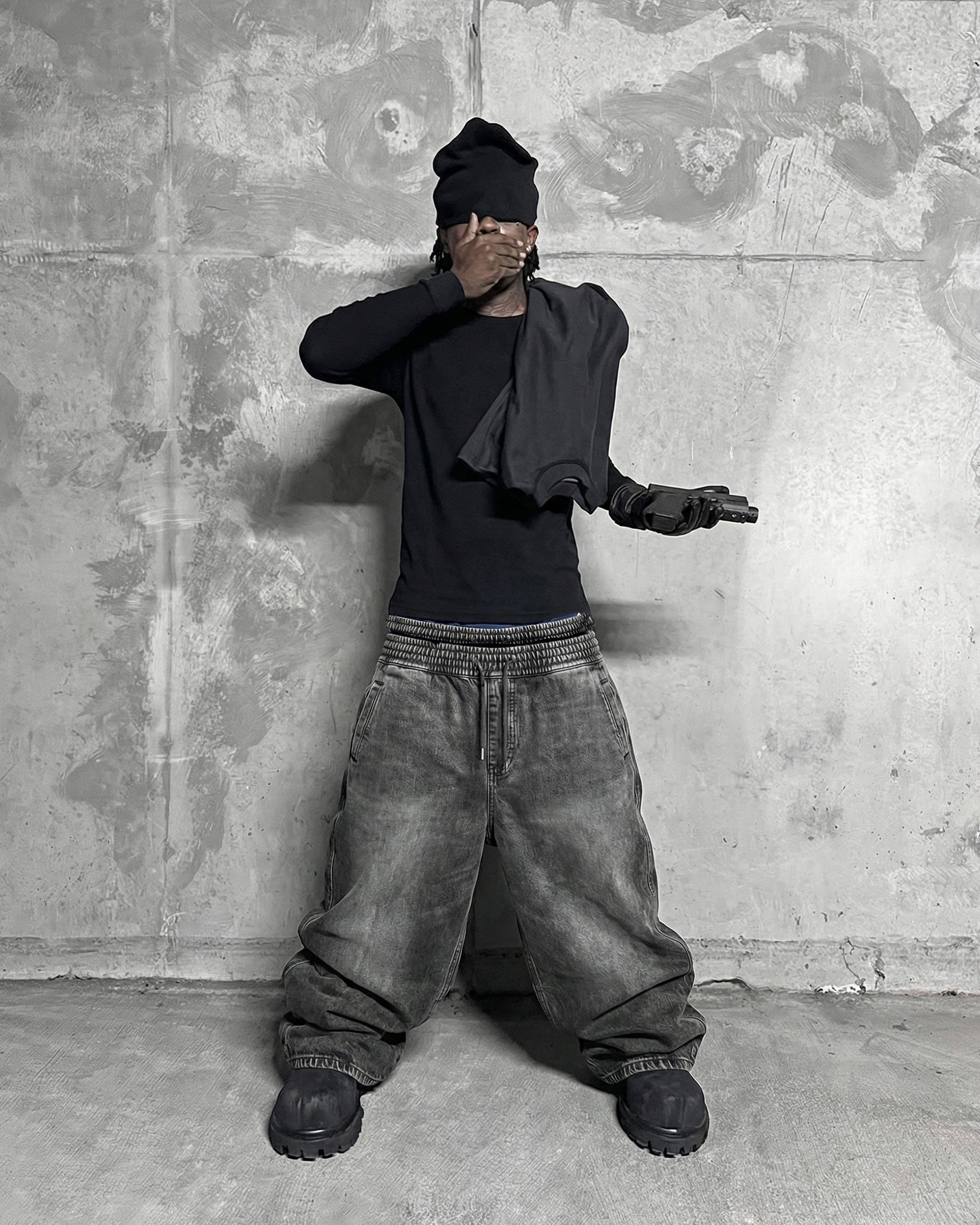 KIIKIO-Double-Ended Washed Loose-Fit SweatPants