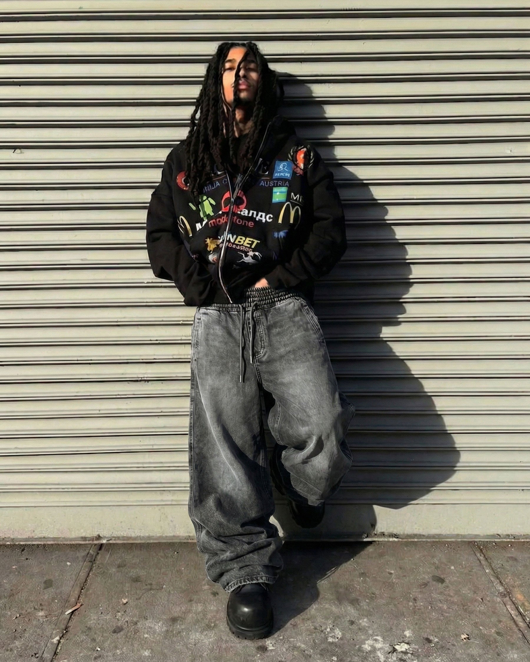 KIIKIO-Double-Ended Washed Loose-Fit SweatPants