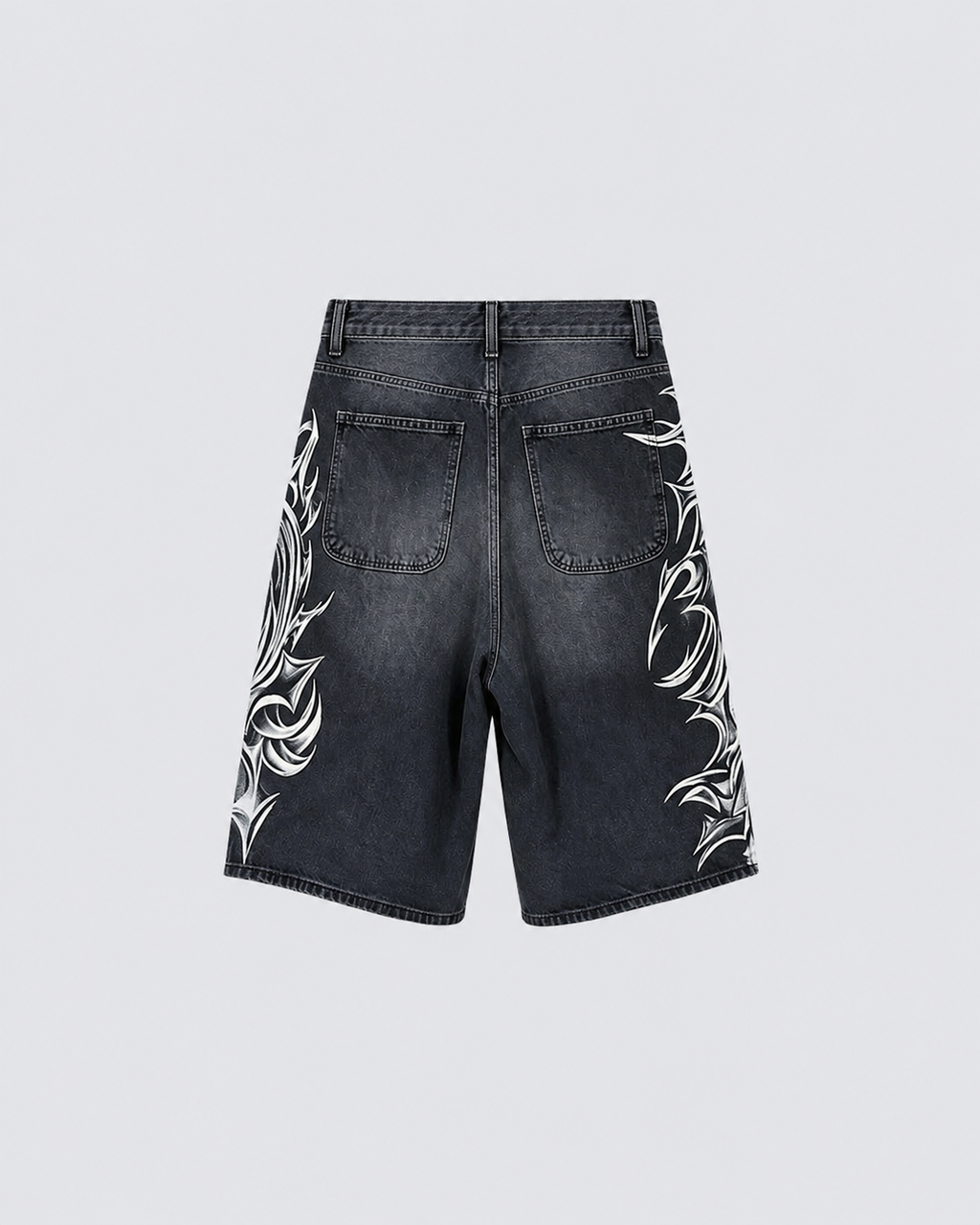 American Vintage Washed Tribal Print Denim Shorts
