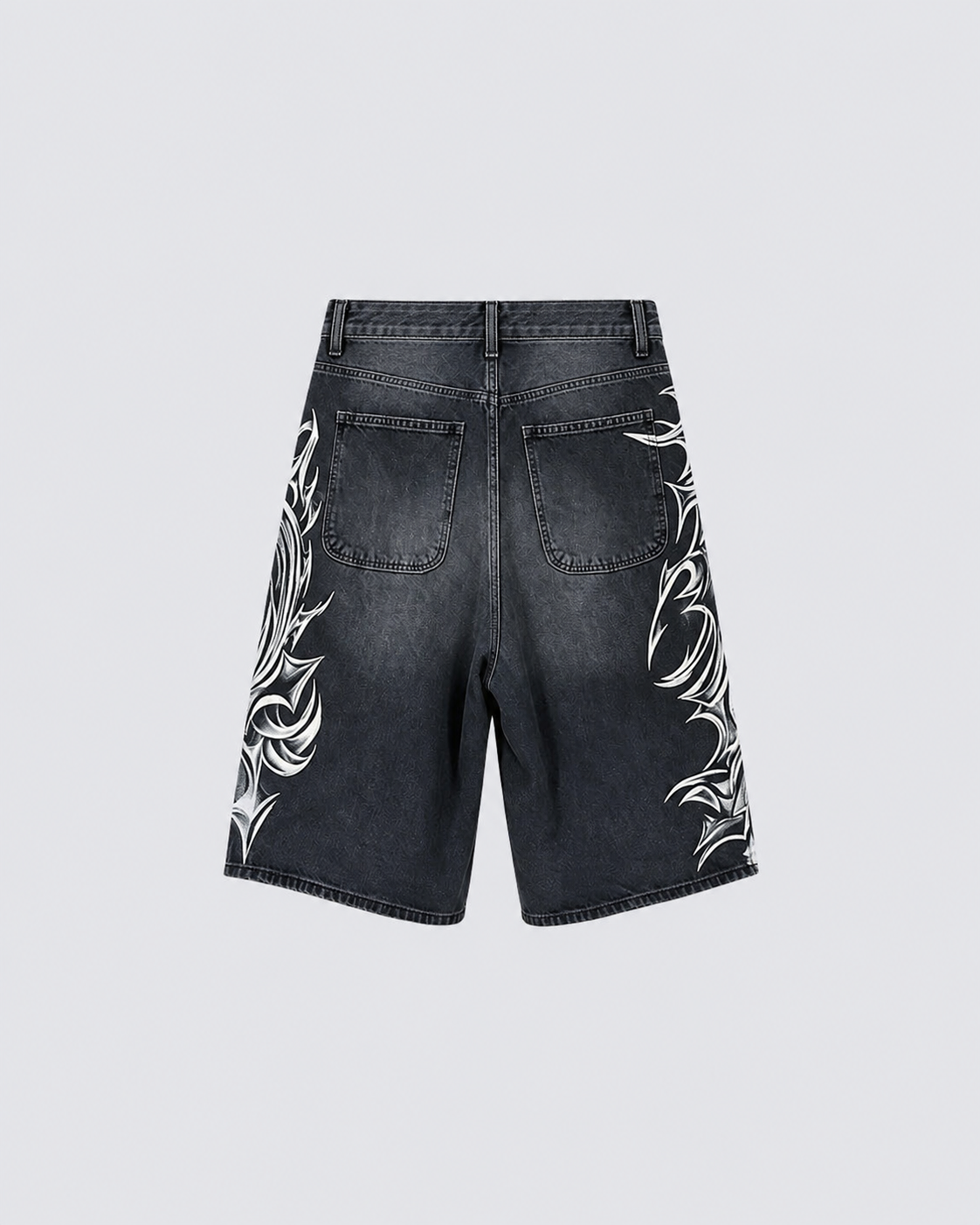 American Vintage Washed Tribal Print Denim Shorts