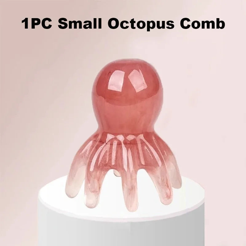 Cute Octopus Scalp Massage Comb (Resin)｜Korean Hair Care, Stress Relief, Anti-Hair Loss, Portable Head Massager for Home & Trave