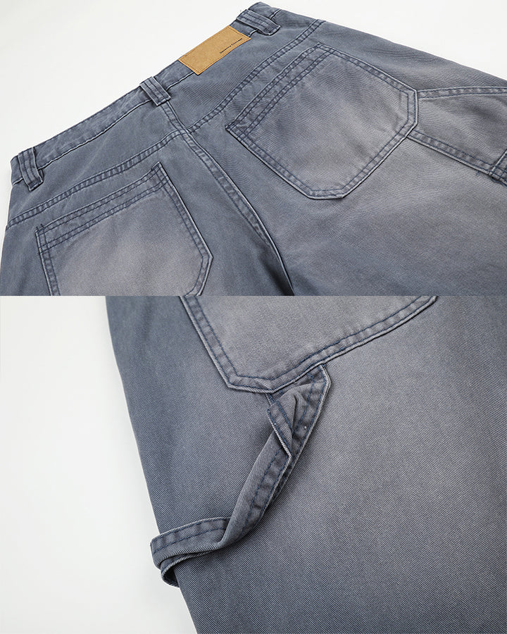 Washed Faded Distressed Cargo Shorts