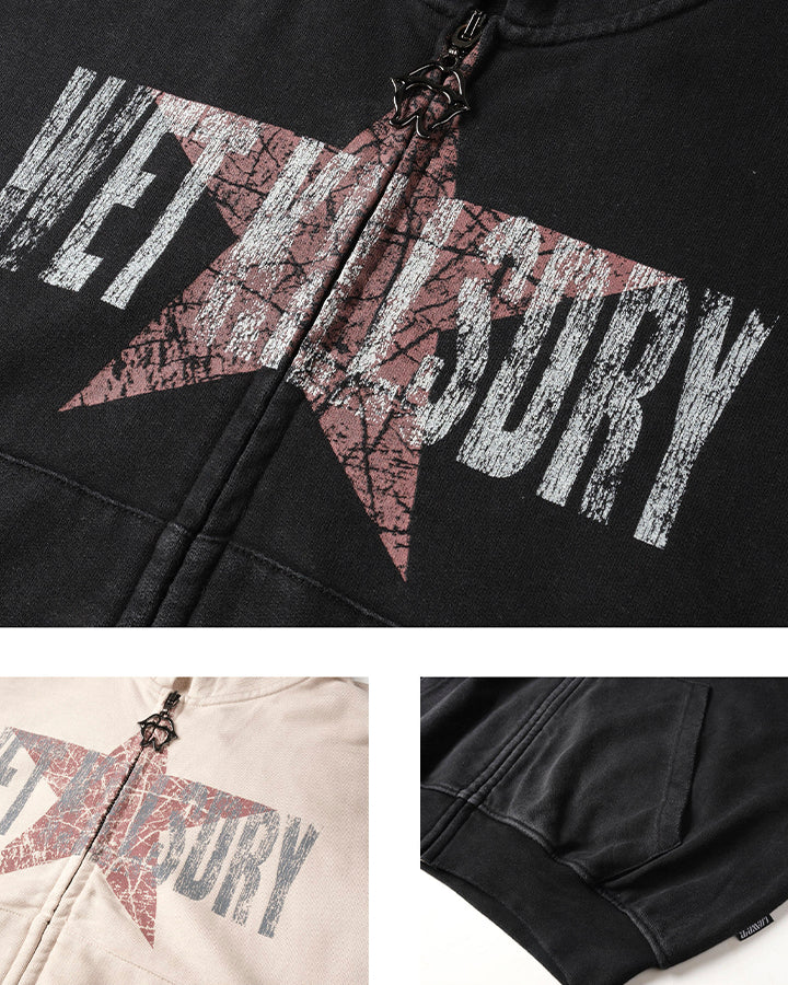 Vintage Star Graphic Zip Hoodie