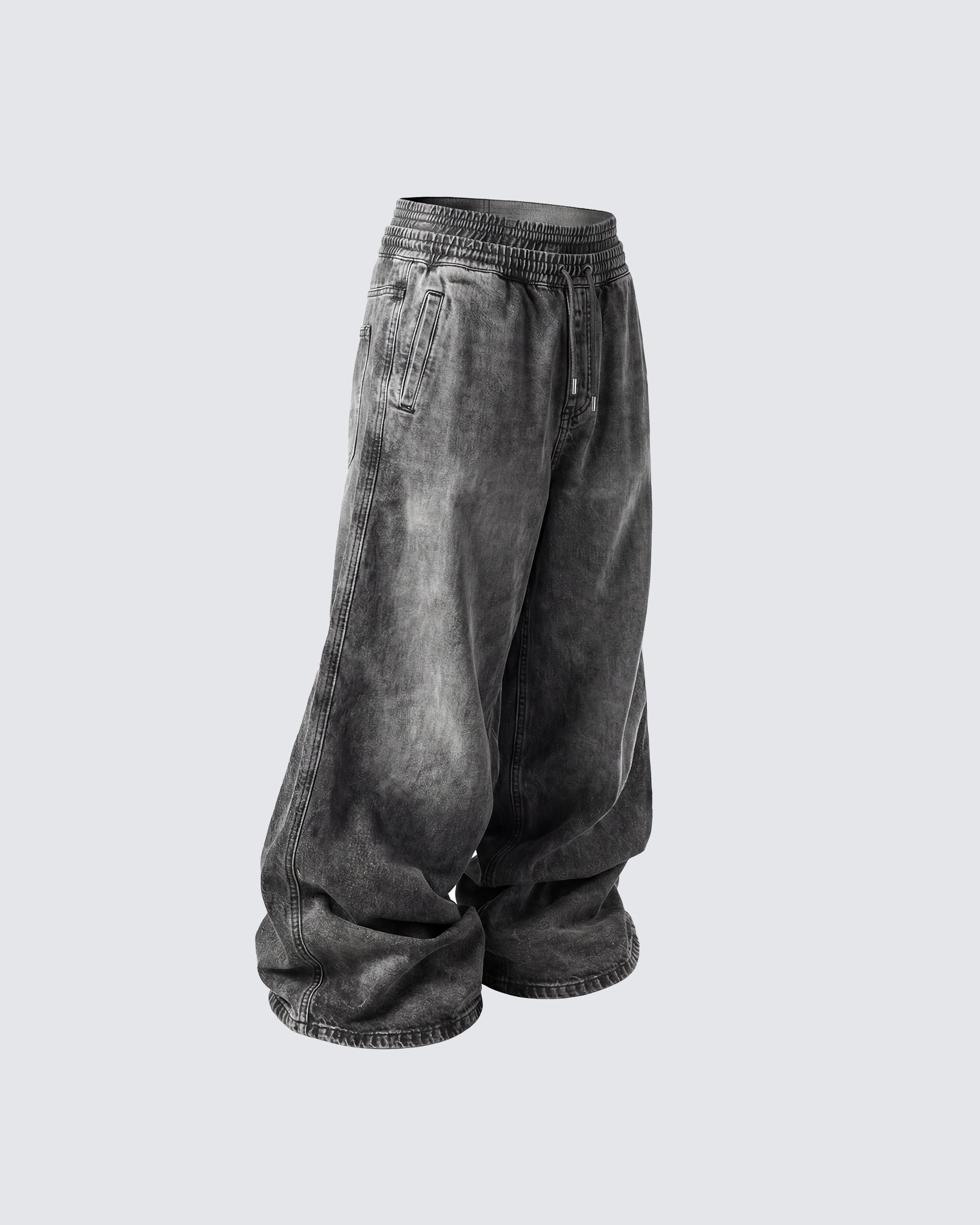 KIIKIO-Double-Ended Washed Loose-Fit SweatPants