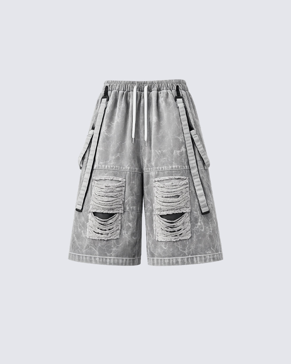 Vintage Distressed Loose Denim Cargo Shorts