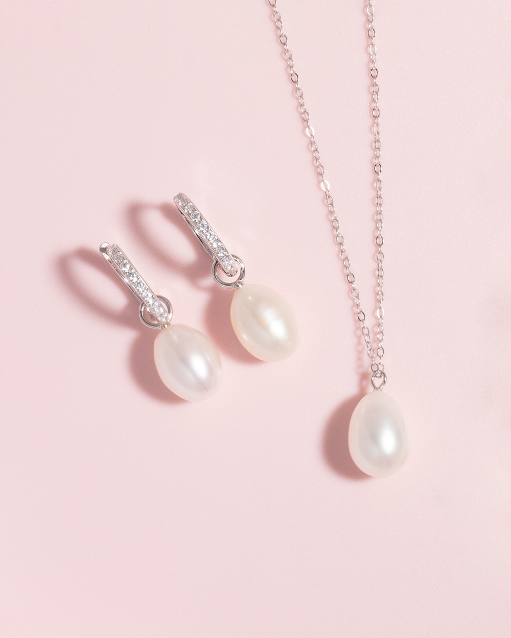 Pearl & Moissanite Bridal Jewellery Set in Sterling Silver
