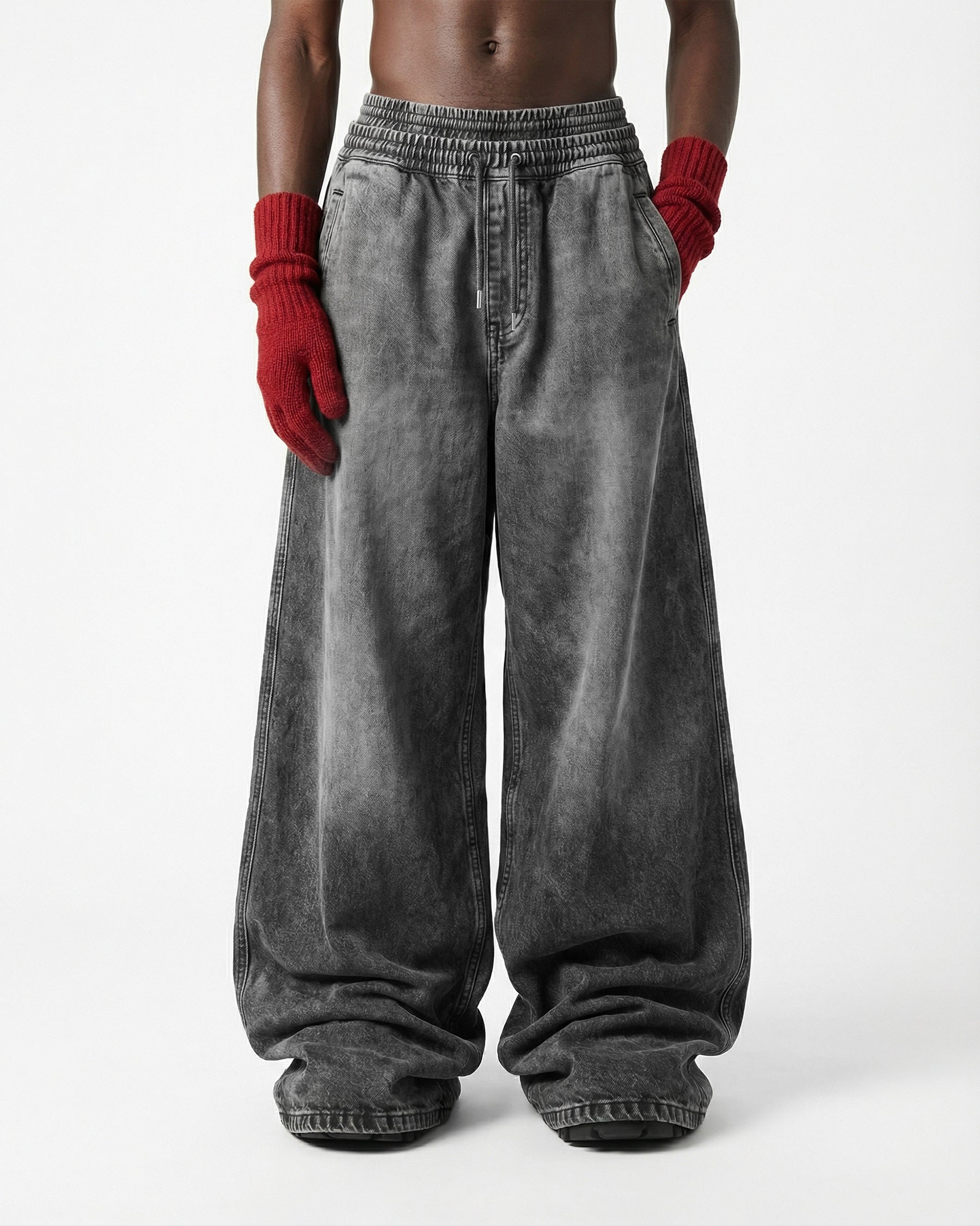 KIIKIO-Double-Ended Washed Loose-Fit SweatPants