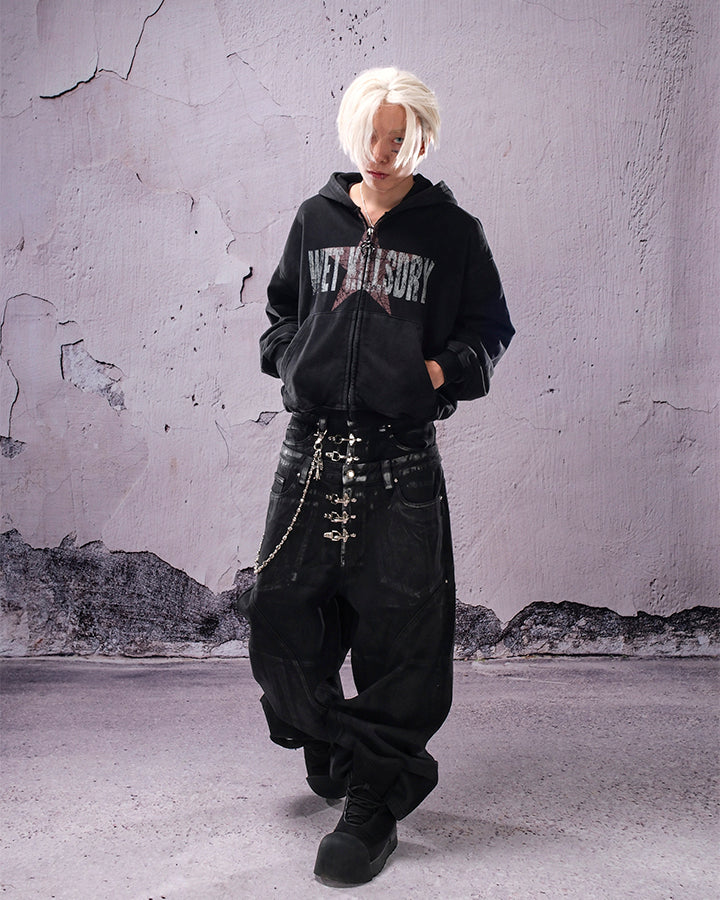 Vintage Star Graphic Zip Hoodie