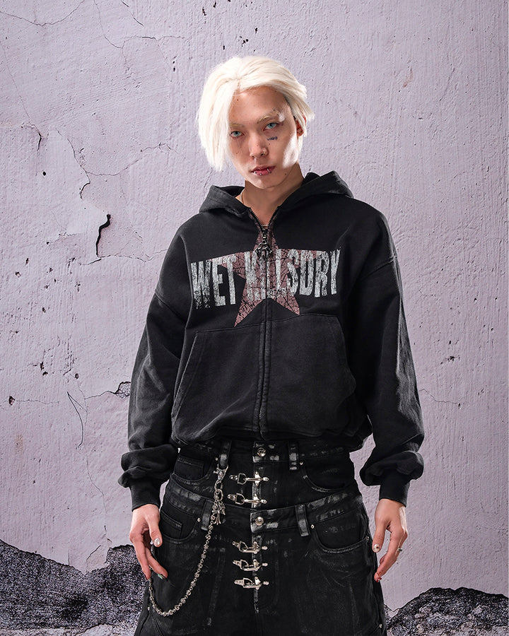 Vintage Star Graphic Zip Hoodie