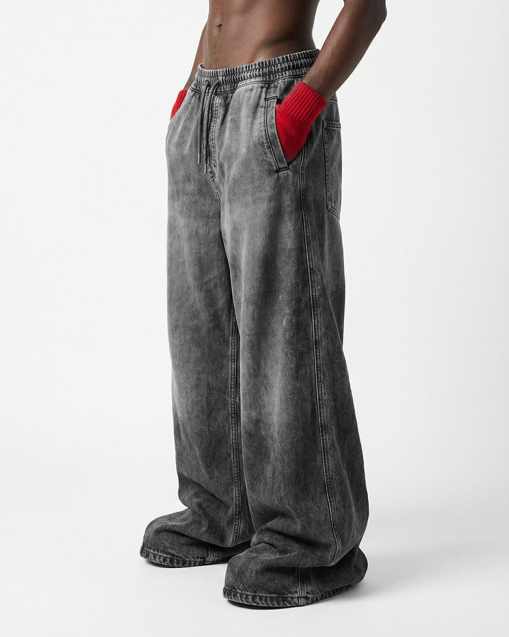 KIIKIO-Double-Ended Washed Loose-Fit SweatPants