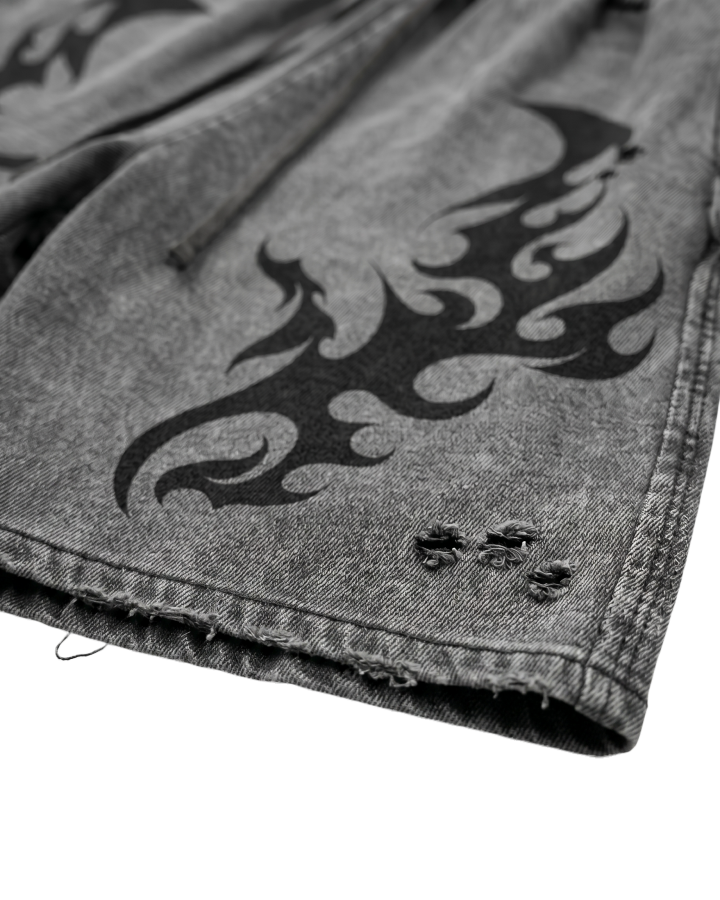 Tribal Print Grey Sweat Shorts