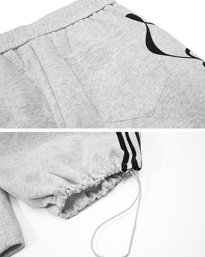 Curved Script Stripe Wide-Leg Sweatpants