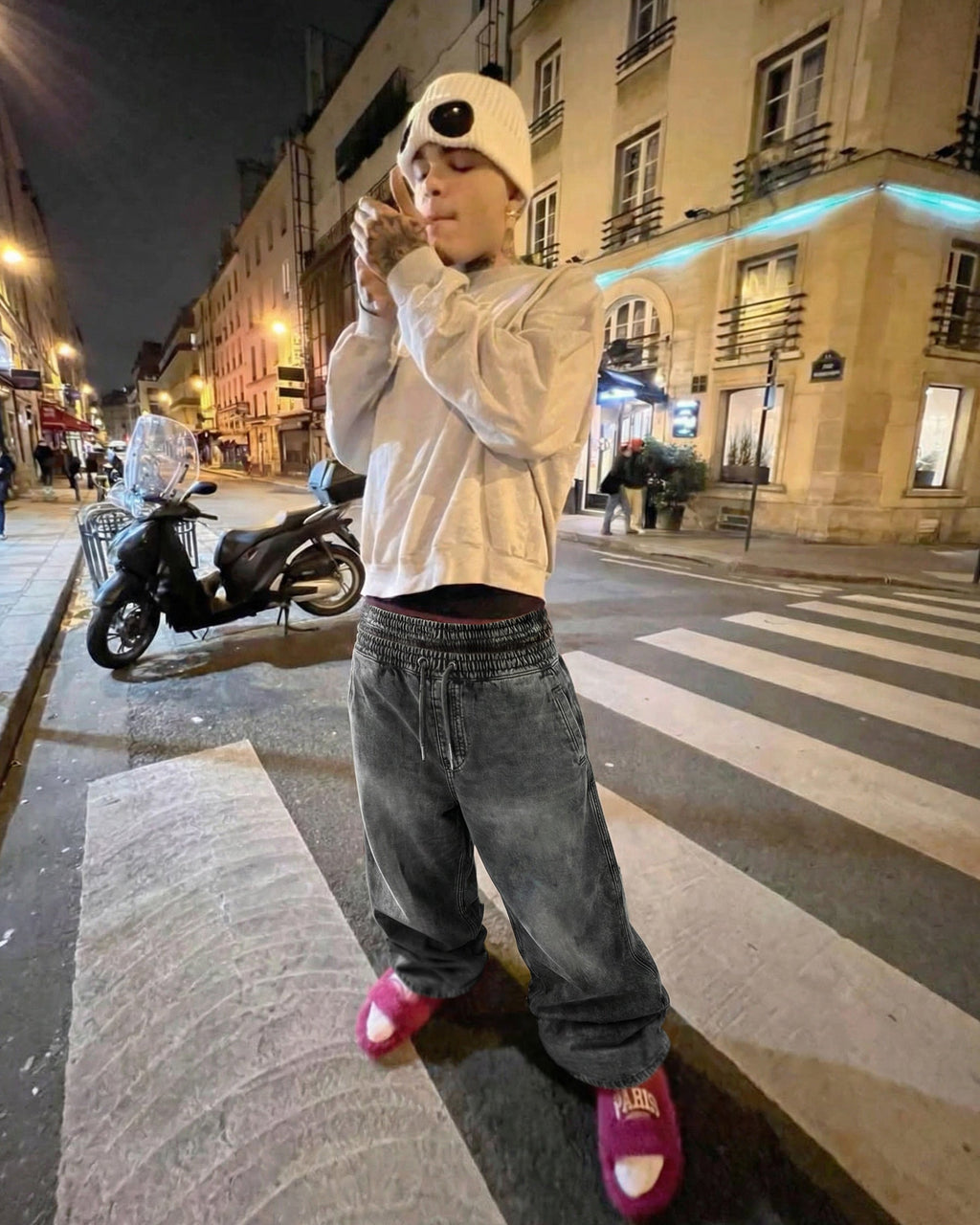 KIIKIO-Double-Ended Washed Loose-Fit SweatPants