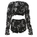 Personality Mesh Stitching 2pc. Set Blouse Y2k Style