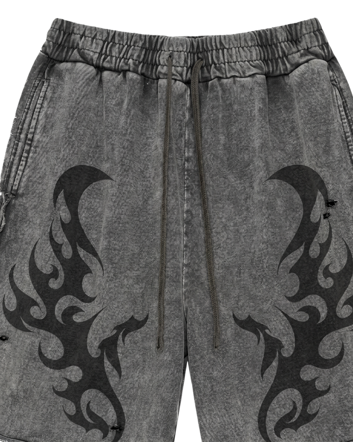 Tribal Print Grey Sweat Shorts
