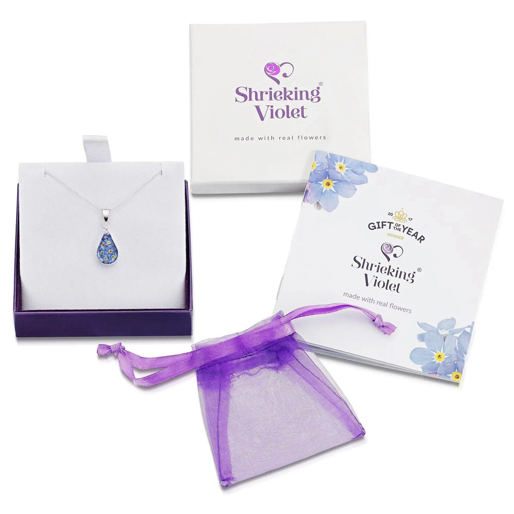 Forget-Me-Not Necklace Teardrop Pendant
