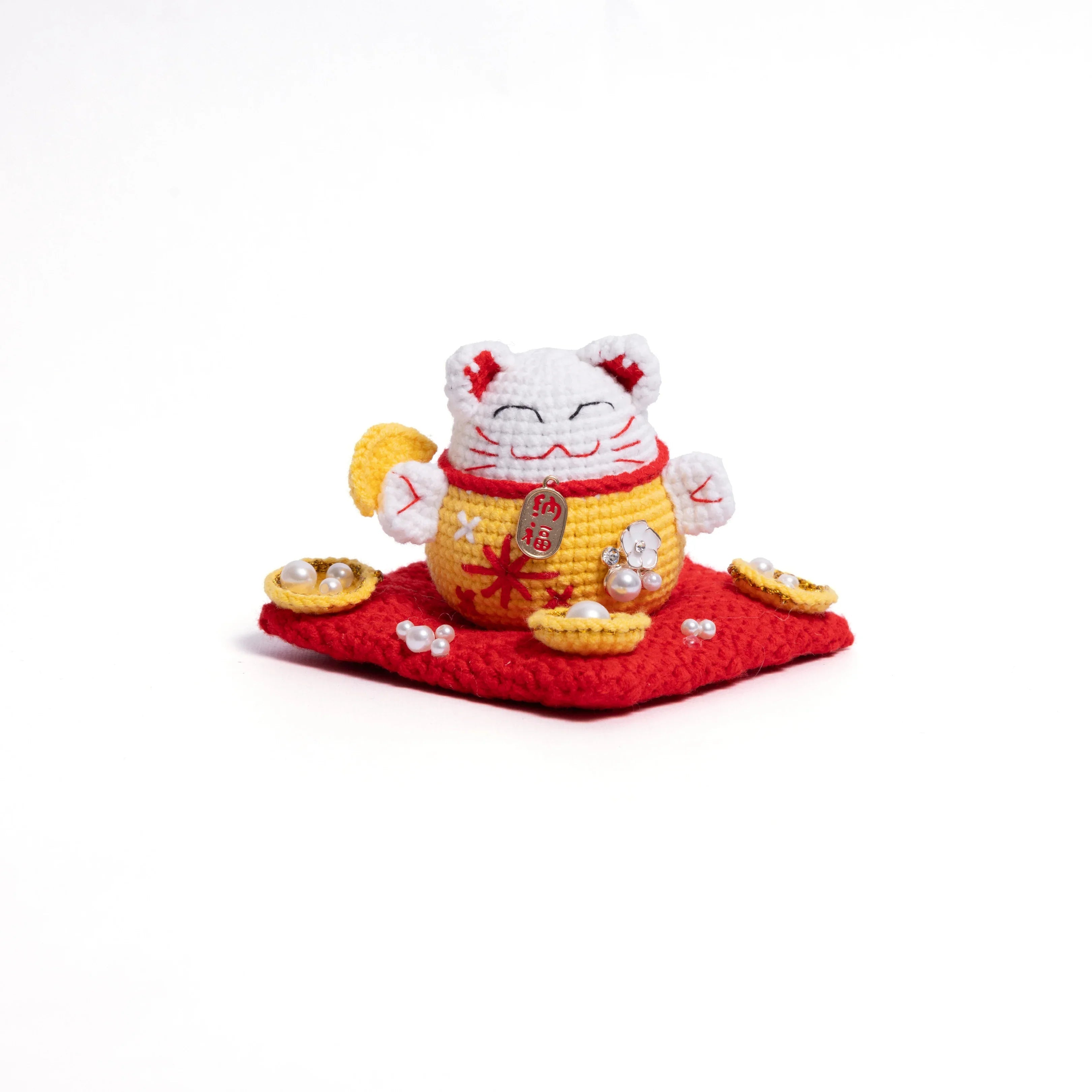 Fortune Cat Crochet Charm