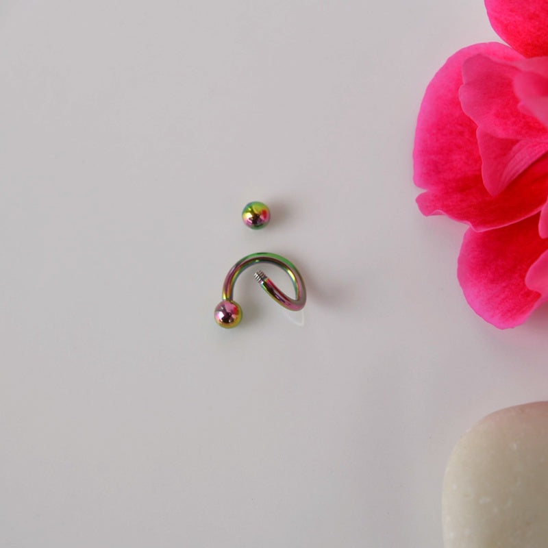 Twisted Spiral Piercing Ring, 16G, 6mm, Multiple Colours, Single