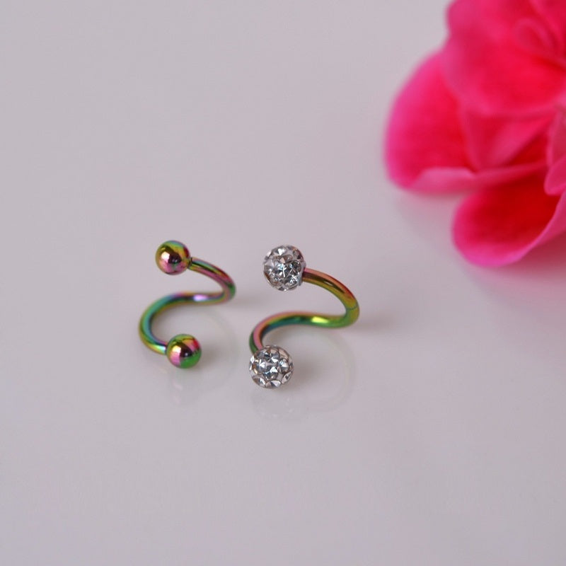Twisted Spiral Piercing Ring, 16G, 6mm, Multiple Colours, Single