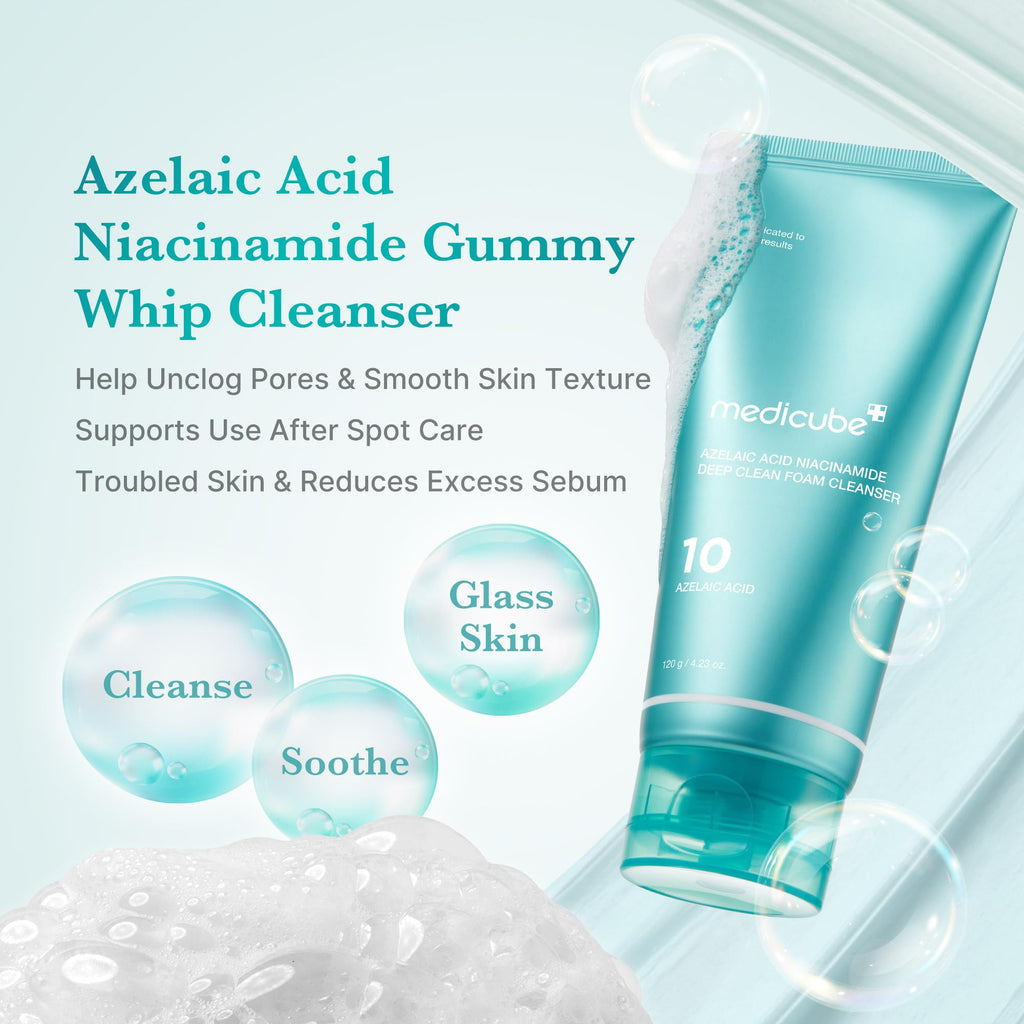 Medicube Azelaic Acid Whip Cleanser – Soothing Foaming Cleanser for Troubled Skin | Niacinamide & Glycerin | Korean Skincare 4.23 oz